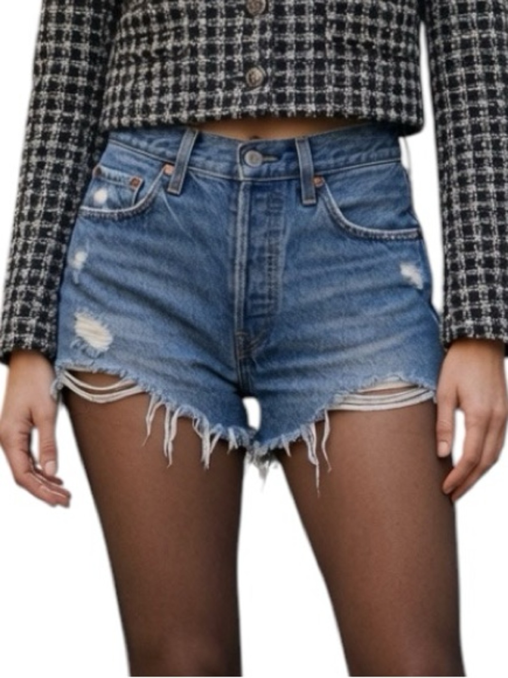 LEVI’S: Premium 501 Women’s Distressed Jean Shorts -Size 26